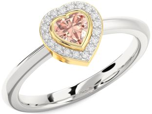 Diamond Amethyst Platinum & Yellow Gold Heart Promise Ring