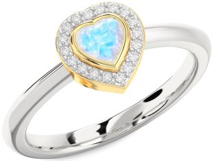 Diamond Amethyst Platinum & Yellow Gold Heart Promise Ring