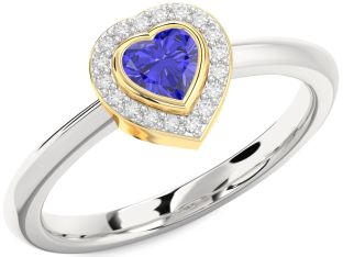 Diamond Amethyst White Yellow Gold Heart Promise Ring