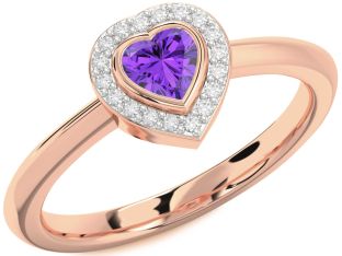 Diamond Amethyst Rose Gold Heart Promise Ring