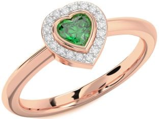 Diamond Emerald Rose Gold Heart Promise Ring