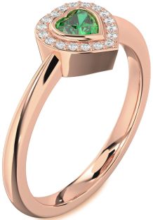 Diamond Emerald Rose Gold Heart Promise Ring