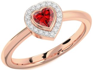 Diamond Ruby Rose Gold Heart Promise Ring
