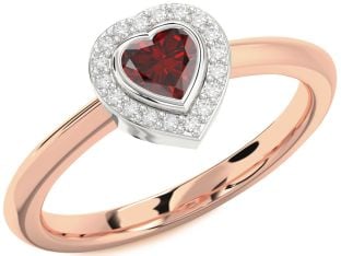 Diamond Amethyst Platinum & Rose Gold Heart Promise Ring