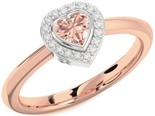 Diamond Amethyst Platinum & Rose Gold Heart Promise Ring