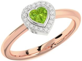 Diamond Amethyst Platinum & Rose Gold Heart Promise Ring