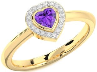 Diamond Amethyst Gold Heart Promise Ring