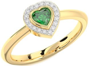 Diamond Emerald Gold Heart Promise Ring