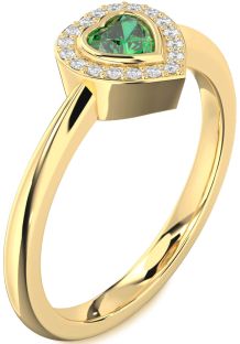Diamond Emerald Gold Heart Promise Ring
