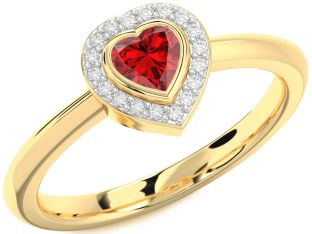 Diamond Ruby Gold Heart Promise Ring