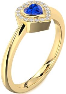 Diamond Blue Sapphire Gold Heart Promise Ring