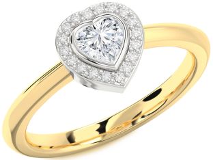 Diamond White Yellow Gold Heart Promise Ring