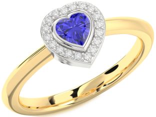 Diamond Amethyst White Yellow Gold Heart Promise Ring