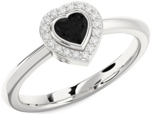Diamond Amethyst Platinum Heart Promise Ring