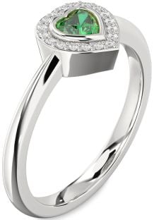 Diamond Emerald White Gold Heart Promise Ring