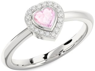 Diamond Amethyst Platinum Heart Promise Ring