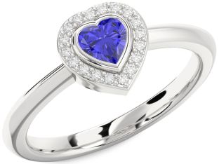 Diamond Amethyst Platinum Heart Promise Ring