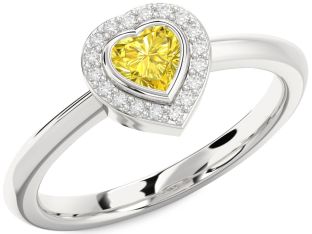 Diamond Amethyst Platinum Heart Promise Ring