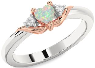 Diamond Amethyst Platinum & Rose Gold Heart Three Stone Engagement Ring