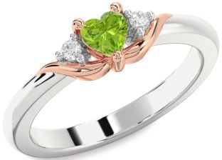 Diamond Amethyst Platinum & Rose Gold Heart Three Stone Engagement Ring