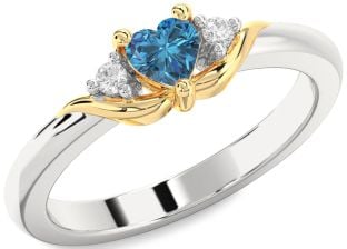 Diamond Amethyst Platinum & Yellow Gold Heart Three Stone Engagement Ring