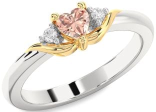 Diamond Amethyst Platinum & Yellow Gold Heart Three Stone Engagement Ring