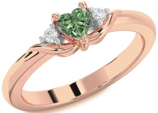 Diamond Amethyst Rose Gold Heart Three Stone Engagement Ring