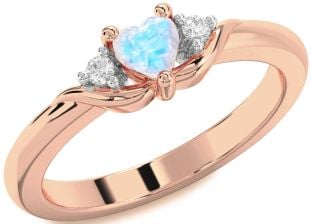 Diamond Amethyst Rose Gold Heart Three Stone Engagement Ring