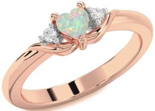 Diamond Amethyst Rose Gold Heart Three Stone Engagement Ring