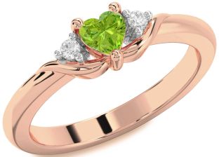 Diamond Amethyst Rose Gold Heart Three Stone Engagement Ring