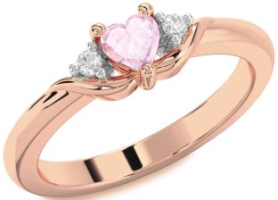 Diamond Amethyst Rose Gold Heart Three Stone Engagement Ring