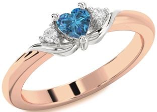 Diamond Amethyst Platinum & Rose Gold Heart Three Stone Engagement Ring