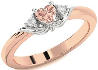 Diamond Amethyst Platinum & Rose Gold Heart Three Stone Engagement Ring