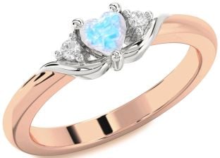 Diamond Amethyst Platinum & Rose Gold Heart Three Stone Engagement Ring