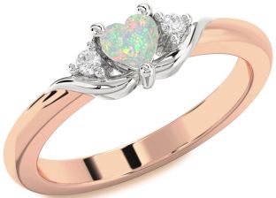 Diamond Amethyst Platinum & Rose Gold Heart Three Stone Engagement Ring