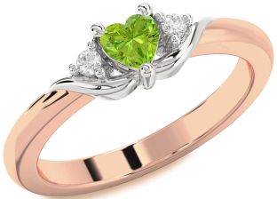 Diamond Amethyst Platinum & Rose Gold Heart Three Stone Engagement Ring