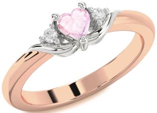 Diamond Amethyst Platinum & Rose Gold Heart Three Stone Engagement Ring
