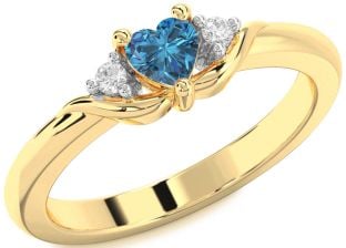 Diamond Amethyst Gold Heart Three Stone Engagement Ring