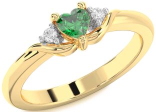 Diamond Emerald Gold Heart Promise Ring