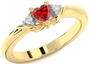 Diamond Ruby Gold Heart Promise Ring