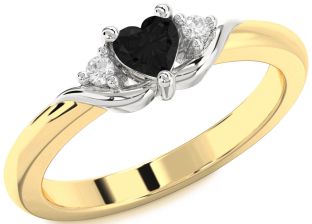 Diamond Amethyst Platinum & Yellow Gold Heart Three Stone Engagement Ring