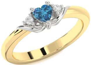 Diamond Amethyst Platinum & Yellow Gold Heart Three Stone Engagement Ring