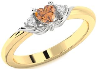 Diamond Amethyst Platinum & Yellow Gold Heart Three Stone Engagement Ring