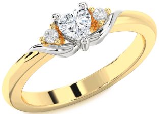 Diamond White Yellow Gold Heart Promise Ring