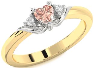 Diamond Amethyst Platinum & Yellow Gold Heart Three Stone Engagement Ring