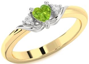 Diamond Amethyst Platinum & Yellow Gold Heart Three Stone Engagement Ring