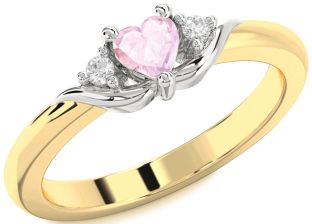 Diamond Amethyst Platinum & Yellow Gold Heart Three Stone Engagement Ring