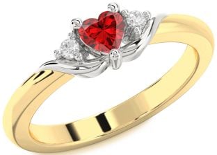 Diamond Ruby Gold Silver Heart Promise Ring