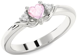 Diamond Amethyst Platinum Heart Three Stone Engagement Ring