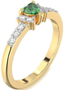 Diamond Emerald Gold Heart Promise Ring